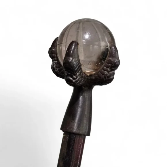 Antique Dragon-Claw Crystal Ball Cane Rare Mystic Walking Stick - Picture 1 of 16